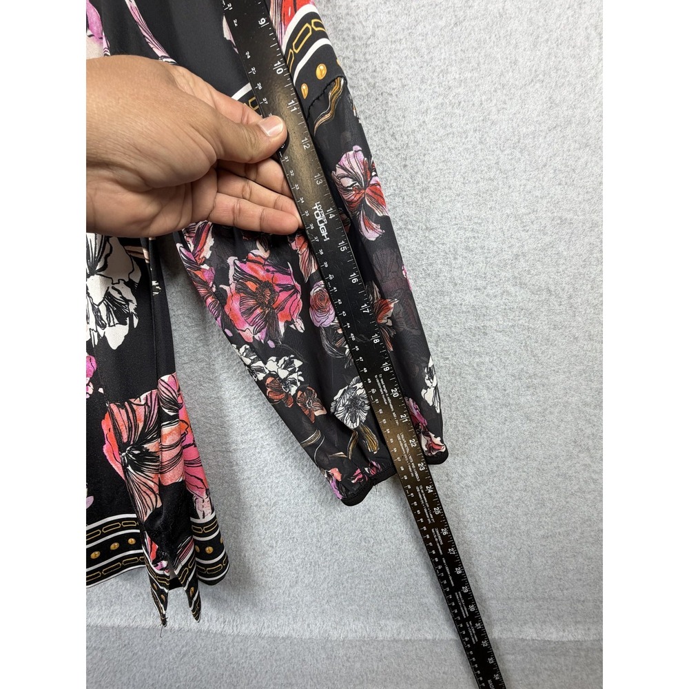 JM Collection Blouse Womens XXL Black Floral Balloon Sleeve Tunic Stretch Top - Picture 10 of 13